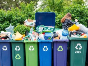 Colectare selectivă a deșeurilor în mediu curat.