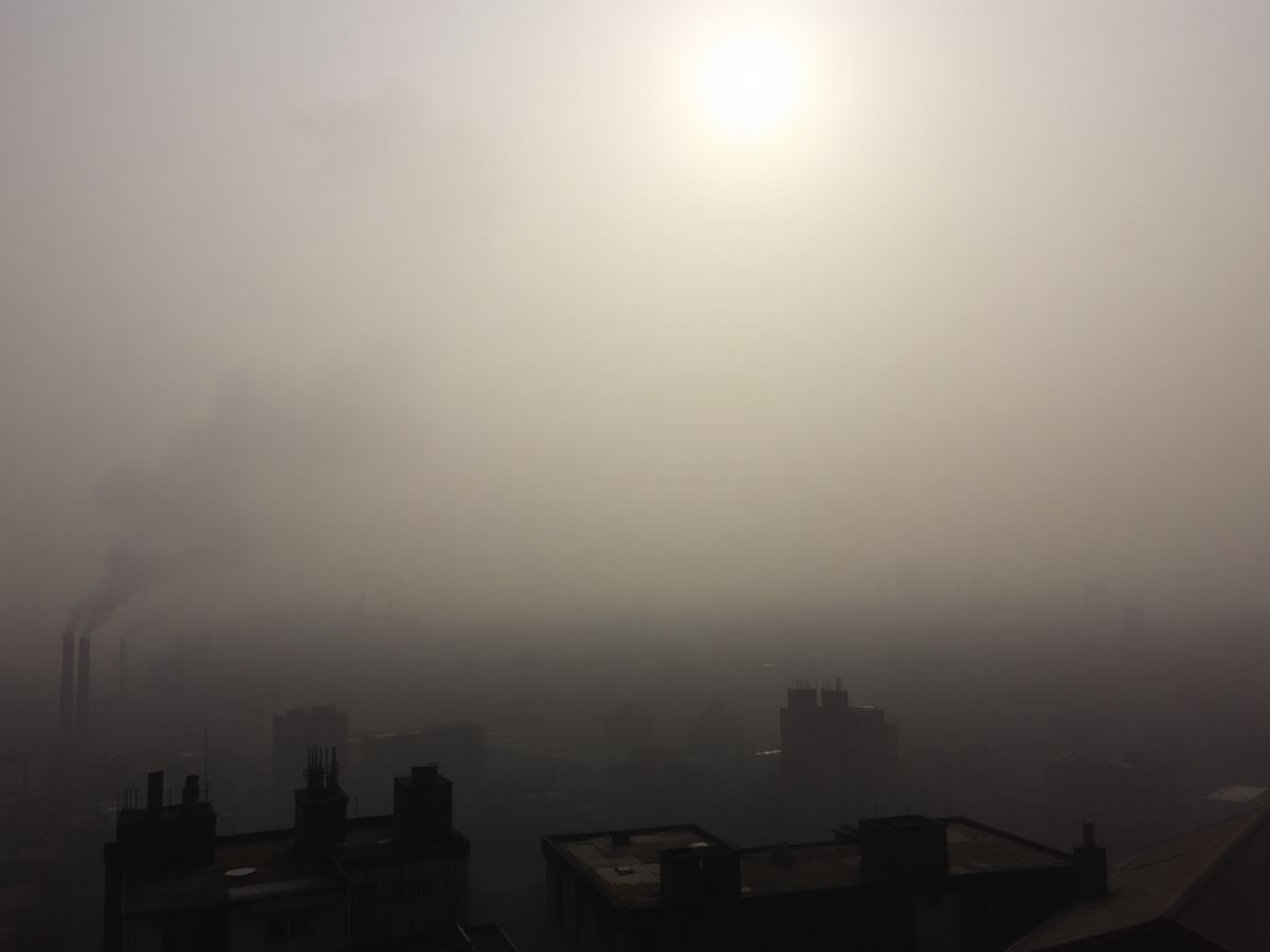 Oraș poluat cu smog dens