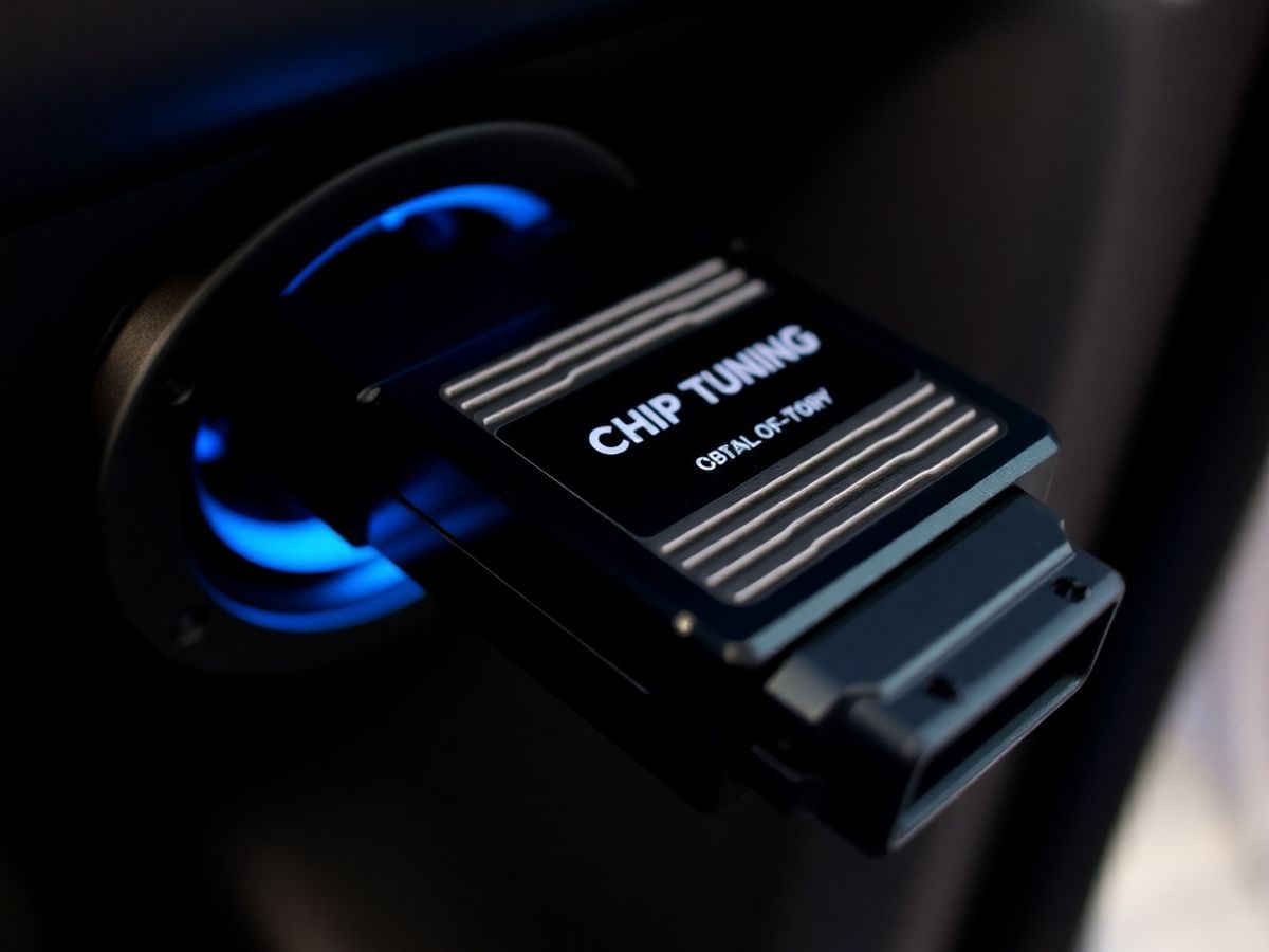 Cutie chip tuning ECO OBDII conectată la portul mașinii.